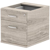 Impulse Fixed 2 Drawer Pedestal, Grey Oak