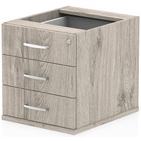 Impulse Fixed 3 Drawer Pedestal - Grey Oak