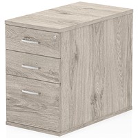 Impulse Desk High 3 Drawer Pedestal, 800mm Deep, Grey Oak