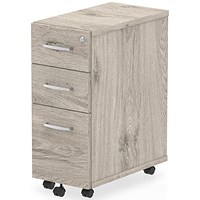 Impulse Slim 3 Drawer Mobile Pedestal - Grey Oak