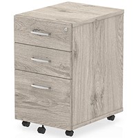 Impulse 3 Drawer Mobile Pedestal, Grey Oak