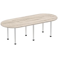 Impulse Boardroom Table, 2400mm, Grey Oak, Silver Post Leg