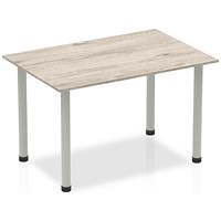 Impulse Rectangular Table, 1400mm, Grey Oak, Silver Post Leg