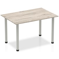 Impulse Rectangular Table, 1400mm, Grey Oak, Silver Post Leg Impulse Rectangular Table, 1400mm, Grey Oak, Silver Post Leg