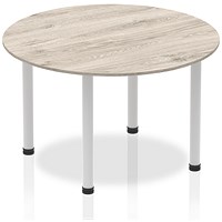 Impulse Circular Table, 1200mm, Grey Oak, Silver Leg