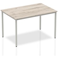 Impulse Rectangular Table, 1200mm, Grey Oak, Silver Box Frame Leg Impulse Rectangular Table, 1200mm, Grey Oak, Silver Box Frame Leg