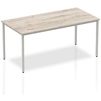 Impulse Rectangular Table, 1600mm, Grey Oak, Silver Box Frame Leg Impulse Rectangular Table, 1600mm, Grey Oak, Silver Box Frame Leg