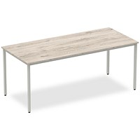 Impulse Rectangular Table, 1800mm, Grey Oak, Silver Box Frame Leg