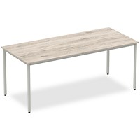 Impulse Rectangular Table, 1800mm, Grey Oak, Silver Box Frame Leg Impulse Rectangular Table, 1800mm, Grey Oak, Silver Box Frame Leg