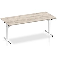 Impulse Rectangular Folding Meeting Table, 1800mm, Grey Oak