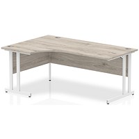 Impulse 1800mm Corner Desk, Left Hand, White Cantilever Leg, Grey Oak