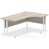 Impulse 1800mm Corner Desk, Right Hand, White Cantilever Leg, Grey Oak