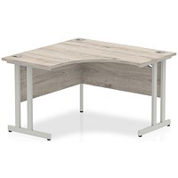Impulse 1200mm Corner Desk, Silver Cantilever Leg, Grey Oak