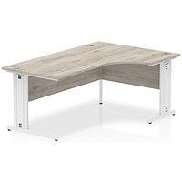 Impulse 1600mm Corner Desk, Right Hand, White Cable Managed Leg, Grey Oak