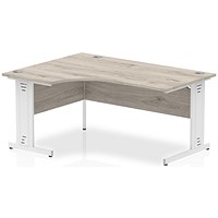 Impulse 1800mm Corner Desk, Left Hand, White Cable Managed Leg, Grey Oak