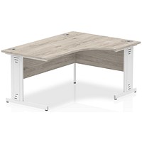 Impulse 1800mm Corner Desk, Right Hand, White Cable Managed Leg, Grey Oak