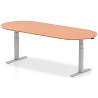 Impulse Height Adjustable Boardroom Table, 2400mm, Beech