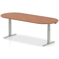 Impulse Sit-Standing Boardroom Table, 2400mm, Silver Leg, Walnut