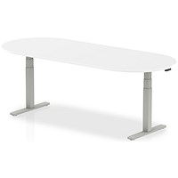Impulse Sit-Standing Boardroom Table, 2400mm, Silver Leg, White