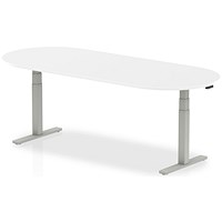Impulse Height Adjustable Boardroom Table, 2400mm, White