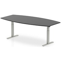 Dynamic High Gloss Writable Height Adjustable Boardroom Table, 2400mm, Black, Silver Leg Dynamic High Gloss Writable Height Adjustable Boardroom Table, 2400mm, Black, Silver Leg