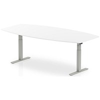 Dynamic High Gloss Writable Height Adjustable Boardroom Table, 2400mm, White, Silver Leg Dynamic High Gloss Writable Height Adjustable Boardroom Table, 2400mm, White, Silver Leg