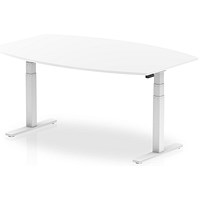 Dynamic High Gloss Writable Height Adjustable Boardroom Table, 1800mm, White, White Leg