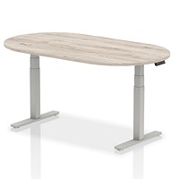 Impulse Sit-Standing Boardroom Table, 1800mm, Silver Leg, Grey Oak Impulse Sit-Standing Boardroom Table, 1800mm, Silver Leg, Grey Oak