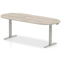 Impulse Sit-Standing Boardroom Table, 2400mm, Silver Leg, Grey Oak