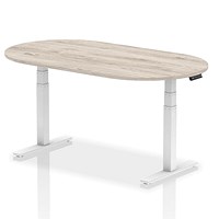 Impulse Sit-Standing Boardroom Table, 1800mm, White Leg, Grey Oak Impulse Sit-Standing Boardroom Table, 1800mm, White Leg, Grey Oak