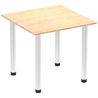 Impulse 800mm Square Table, Maple, Chrome Post Leg
