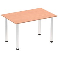 Impulse Rectangular Table, 1200mm, Beech, Chrome Post Leg Impulse Rectangular Table, 1200mm, Beech, Chrome Post Leg