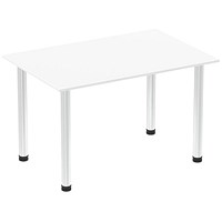 Impulse Rectangular Table, 1200mm, White, Chrome Post Leg