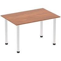 Impulse Rectangular Table, 1200mm, Walnut, Chrome Post Leg Impulse Rectangular Table, 1200mm, Walnut, Chrome Post Leg