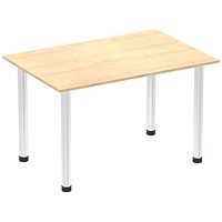 Impulse Rectangular Table, 1200mm, Maple, Chrome Post Leg