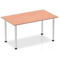 Impulse Rectangular Table, 1400mm, Beech, Chrome Post Leg