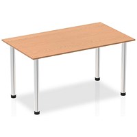 Impulse Rectangular Table, 1400mm, Oak, Chrome Post Leg
