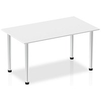Impulse Rectangular Table, 1400mm, White, Chrome Post Leg