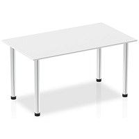 Impulse Rectangular Table, 1400mm, White, Chrome Post Leg Impulse Rectangular Table, 1400mm, White, Chrome Post Leg