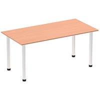 Impulse Rectangular Table, 1600mm, Beech, Chrome Post Leg Impulse Rectangular Table, 1600mm, Beech, Chrome Post Leg