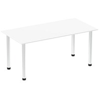 Impulse Rectangular Table, 1600mm, White, Chrome Post Leg