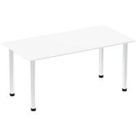 Impulse Rectangular Table, 1600mm, White, Chrome Post Leg Impulse Rectangular Table, 1600mm, White, Chrome Post Leg