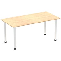 Impulse Rectangular Table, 1600mm, Maple, Chrome Post Leg Impulse Rectangular Table, 1600mm, Maple, Chrome Post Leg