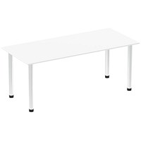 Impulse Rectangular Table, 1800mm, White, Chrome Post Leg