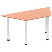 Impulse Trapezoidal Table, 1600mm, Beech, Chrome Post Leg