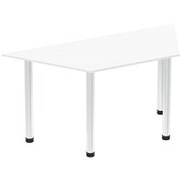 Impulse Trapezoidal Table, 1600mm, White, Chrome Post Leg