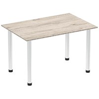 Impulse Rectangular Table, 1200mm, Grey Oak, Chrome Post Leg Impulse Rectangular Table, 1200mm, Grey Oak, Chrome Post Leg