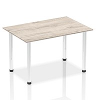 Impulse Rectangular Table, 1400mm, Grey Oak, Chrome Post Leg Impulse Rectangular Table, 1400mm, Grey Oak, Chrome Post Leg
