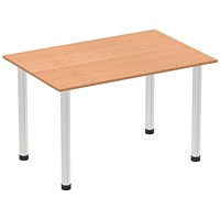 Impulse Rectangular Table, 1200mm, Oak, Brushed Aluminium Post Leg