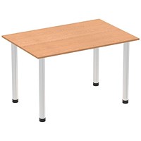 Impulse Rectangular Table, 1200mm, Oak, Brushed Aluminium Post Leg Impulse Rectangular Table, 1200mm, Oak, Brushed Aluminium Post Leg